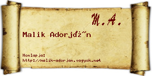 Malik Adorján névjegykártya